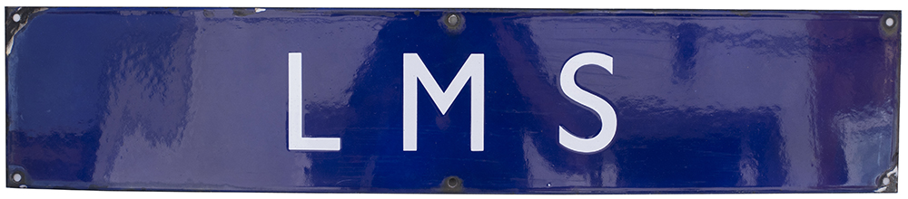 LMS enamel poster board heading LMS measuring 28in x 5.75in. In very good condition with minor