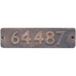 Smokebox numberplate 64487 ex North British Railway Reid J35 0-6-0 built by The North British