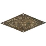 Worksplate NORTH BRITISH LOCOMOTIVE COMPANY LTD GLASGOW QUEEN'S PARK WORKS No 23245 1925 ex LMS