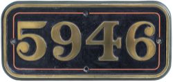 GWR brass cabside numberplate 5946 ex Marwell Hall. NOTE see previous Lot for details. Face