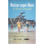 Poster BR(W) WESTON-SUPER-MARE IN SUNNY SOMERSET published by the Western Region in 1961. Double