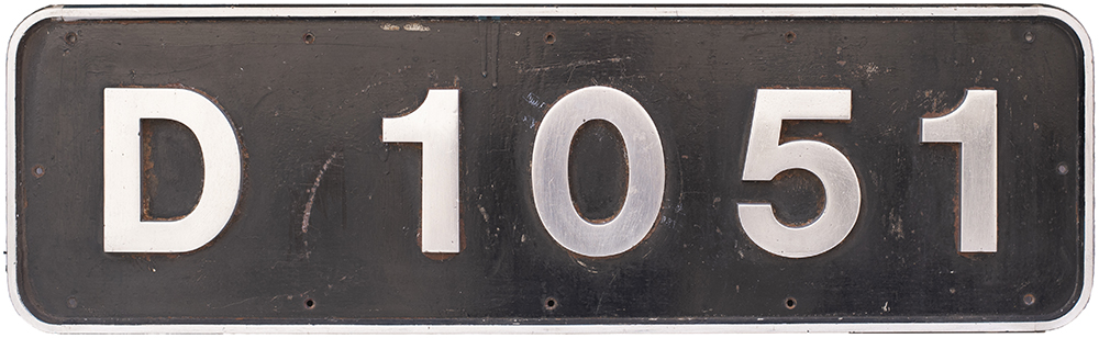 British Railways Western Diesel Hydraulic cabside numberplate D1051 ex Western Ambassador built at