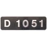 British Railways Western Diesel Hydraulic cabside numberplate D1051 ex Western Ambassador built at