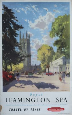 Poster BR(W) ROYAL LEAMINGTON SPA by Jack Merriott. Double Royal 25in x 40in. In good condition with