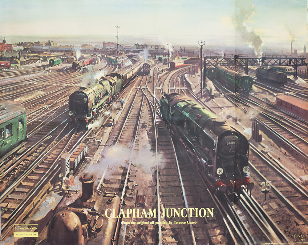 Poster BR(S) CLAPHAM JUNCTION by Terence Cuneo. Quad Royal 40in x 50in. In very good condition,