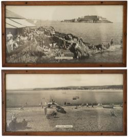 Carriage prints x2 Great Western Railway black and white photographic. THE SANDS, EXMOUTH and