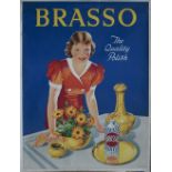 Poster BRASSO THE QUALITY POLISH printed by Thos. Forman & Sons Ltd Nottingham. Measures 42in x 32in