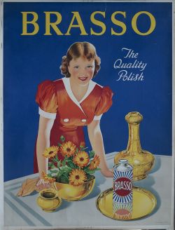 Poster BRASSO THE QUALITY POLISH printed by Thos. Forman & Sons Ltd Nottingham. Measures 42in x 32in