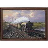 Original oil painting on canvas by Barry Price of Gresley A1/A3 pacific 4-6-2 60103 Flying