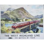Poster BR(SC) THE WEST HIGHLAND LINE OBSERVATION COACH TRAIN AT LOCHY VIADUCT FORT WILLIAM by Jack