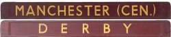 BR(M) Carriage Board MANCHESTER DERBY. Wood complete with original metal ends. In very good