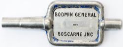 BR-W Tyers No9 single line aluminium key token BODMIN GENERAL - BOSCARNE JNC, In ex railway with the