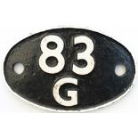 Shedplate 83G Penzance 1950-1963 with sub sheds Helston and St Ives to 1961 and Templecombe 1963-