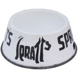 Advertising enamel Dog Bowl SPRATT'S with the Terrier logo on two sides. Measures 10.5in x 4in and