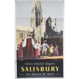 Poster BR(S) WHERE HISTORY LINGERS SALISBURY VISIT OF KING CHARLES II 1651 by Claude Buckle.