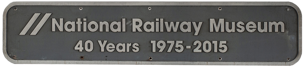 Nameplate NATIONAL RAILWAY MUSEUM 40 YEARS 1975 - 2015 ex British Railways Class 43 HST power car