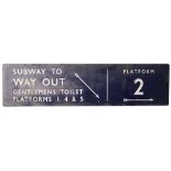 BR(E) FF enamel railway sign SUBWAY TO WAY OUT GENTLEMENS TOILET PLATFORMS 1, 4 & 5 ex Sheffield