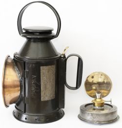 London & North Western Railway 3 aspect handlamp. Stamped in the reducing cone LNWR and on the