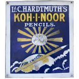Advertising enamel sign L&C HARDMUTH'S KOH.I.NOOR PENCILS measuring 10in x 11in. Has had some