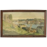 Carriage print BIDEFORD by Hesketh Hubbard from the Southern Railway Series. In good condition in