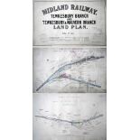 Midland Railway official hand coloured plans for THE TEWKESBURY BRANCH and TEWKESBURY & MALVERN