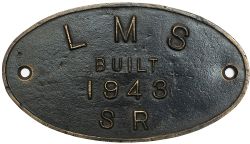 Worksplate LMS BUILT 1943 SR ex LMS Class 8F 2-8-0. Locos built by the SR in 1943 were 8600-9/50-