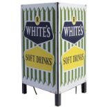 Advertising enamel wastebin R. WHITES SOFT DRINKS. Three enamel sides all in very good condition and
