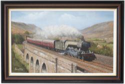 Original oil painting on canvas by Barry Price of LNER GRESLEY A3 4-6-2 60057 ORMONDE at Ais Gill