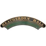 Nameplate HEATHERDEN HALL ex GWR Collett Hall 4-6-0 6946, built at Swindon in 1942. Allocated to