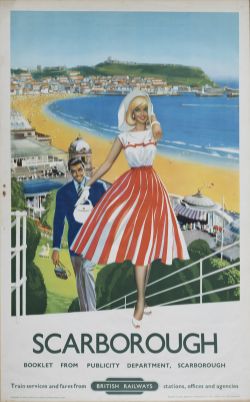 Poster BR(NE) SCARBOROUGH published by the North Eastern Region of British Railways in 1958. In very