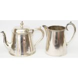 Lancashire & Yorkshire & London North Western Railway Joint silverplate TEAPOT and large MILK JUG.