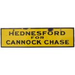 LMS enamel lamp tablet HEDNESFORD FOR CANNOCK CHASE from the former London & North Western Railway