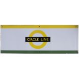 London Underground enamel station frieze sign CIRCLE LINE with District Line interchange colour