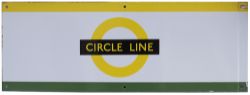 London Underground enamel station frieze sign CIRCLE LINE with District Line interchange colour