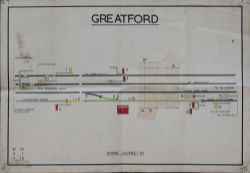 British Railways coloured signal box diagram GREATFORD, shows from Essendine and to Tallington.