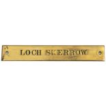 LMS brass signal box shelfplate LOCH SKERROW from either the New Galloway or Gatehouse of Fleet