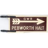 Great Western Railway enamel station direction sign G.W.R. STATION PEBWORTH HALT, double sided