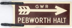 Great Western Railway enamel station direction sign G.W.R. STATION PEBWORTH HALT, double sided