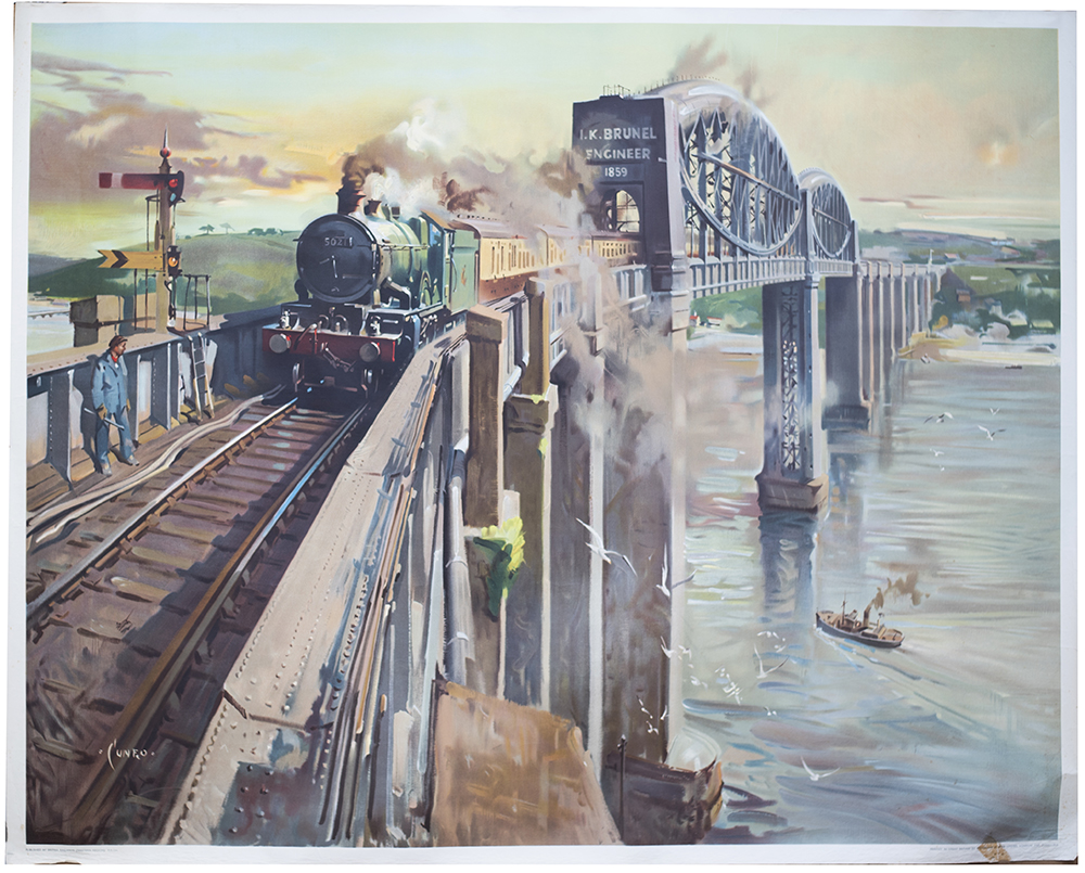 Poster BR(W) ROYAL ALBERT BRIDGE SALTASH by Terence Cuneo. Quad Royal 40in x 50in. In excellent