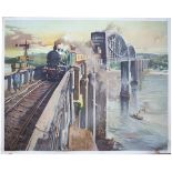 Poster BR(W) ROYAL ALBERT BRIDGE SALTASH by Terence Cuneo. Quad Royal 40in x 50in. In excellent