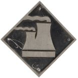 British Railways cast aluminium depot plaque for Toton depicting the Cooling towers, this is the