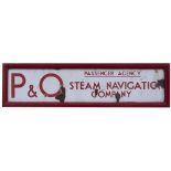 Advertising shipping enamel double sided sign PASSENGER AGENCY P & O STEAM NAVIGATION COMPANY.