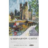 Poster BR(M) CAERNARVON CASTLE by Hugh Chevins. Double Royal 25in x 40in. In very good condition,