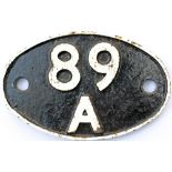 Shedplate 89A Oswestry 1950-1961 and Shrewsbury 1961-1963. Face restored, rear original with clear