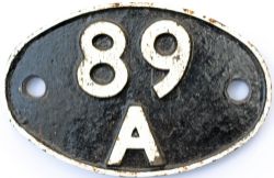 Shedplate 89A Oswestry 1950-1961 and Shrewsbury 1961-1963. Face restored, rear original with clear