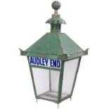 Great Eastern Railway Platform Lamp with original glass lamp tablet AUDLEY END. Case is also steel