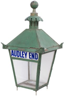 Great Eastern Railway Platform Lamp with original glass lamp tablet AUDLEY END. Case is also steel
