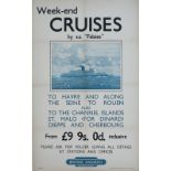 Poster BR(S) WEEKEND CRUISES BY SS FALAISE TO HAVRE AND ALONG THE SEINE TO ROUEN. Double Royal