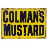 Advertising enamel sign COLMAN'S MUSTARD. In very good condition with minor edge chipping.