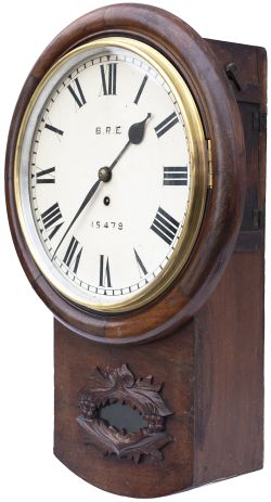 Midland Railway 12 inch mahogany cased drop dial fusee clock supplied by JOHN SMITH & SONS of Derby.